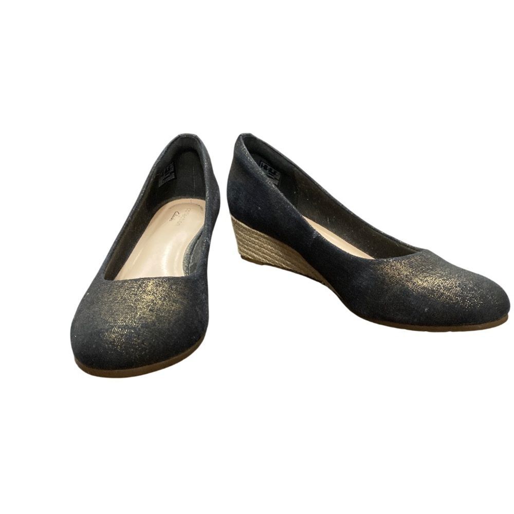 Clarks Black and Gold Wedge Shoes